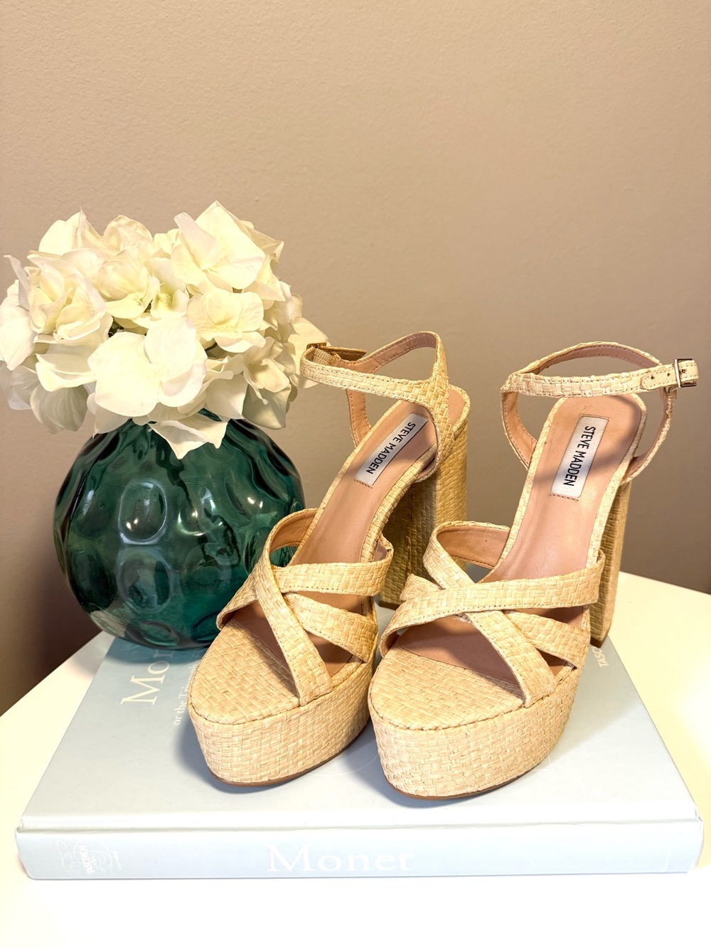 Steve Madden Natural Woven Platform Sandals